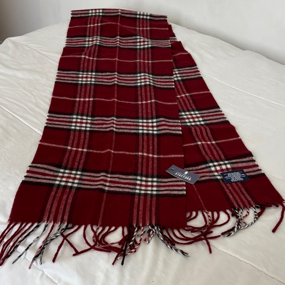 Stafford Red Plaid Fringed Men's Scarf